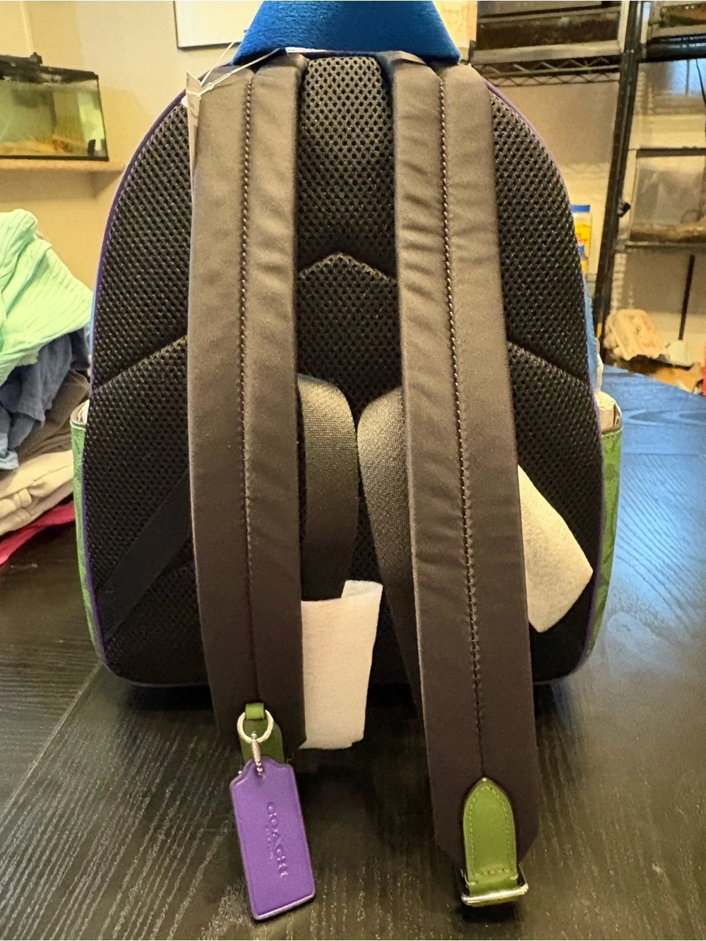COACH Purple and Coral Signature Mini Backpack